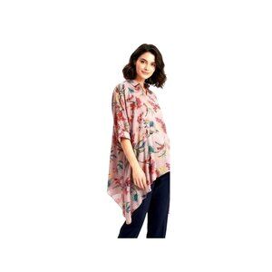 Boho Floral Asymmetric Tunic Top Oversized Flowy Kaftan 3XL Poetcore Summer